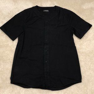 Black Minimalist 100% cotton Baseball Jersey